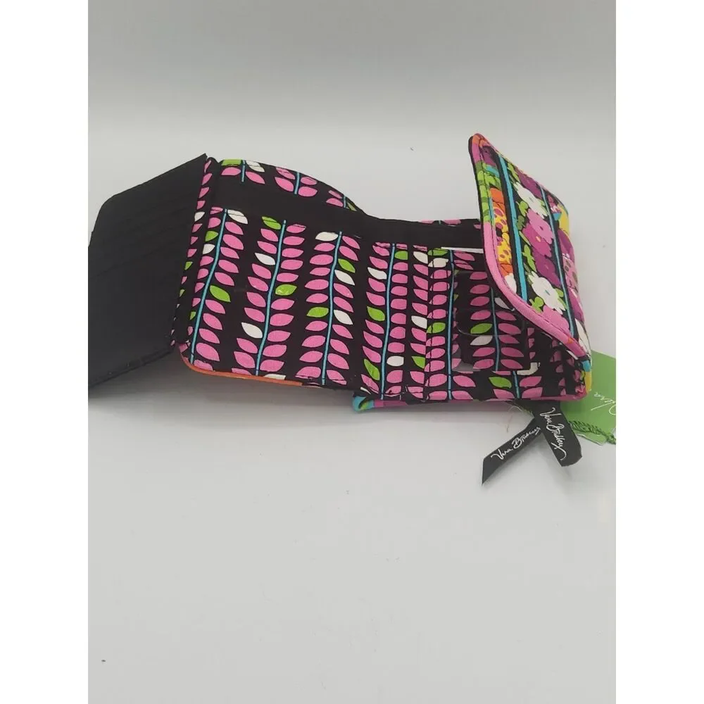 Vera Bradley Euro Wallet Va Va Bloom Colorful Floral Print Tri Fold